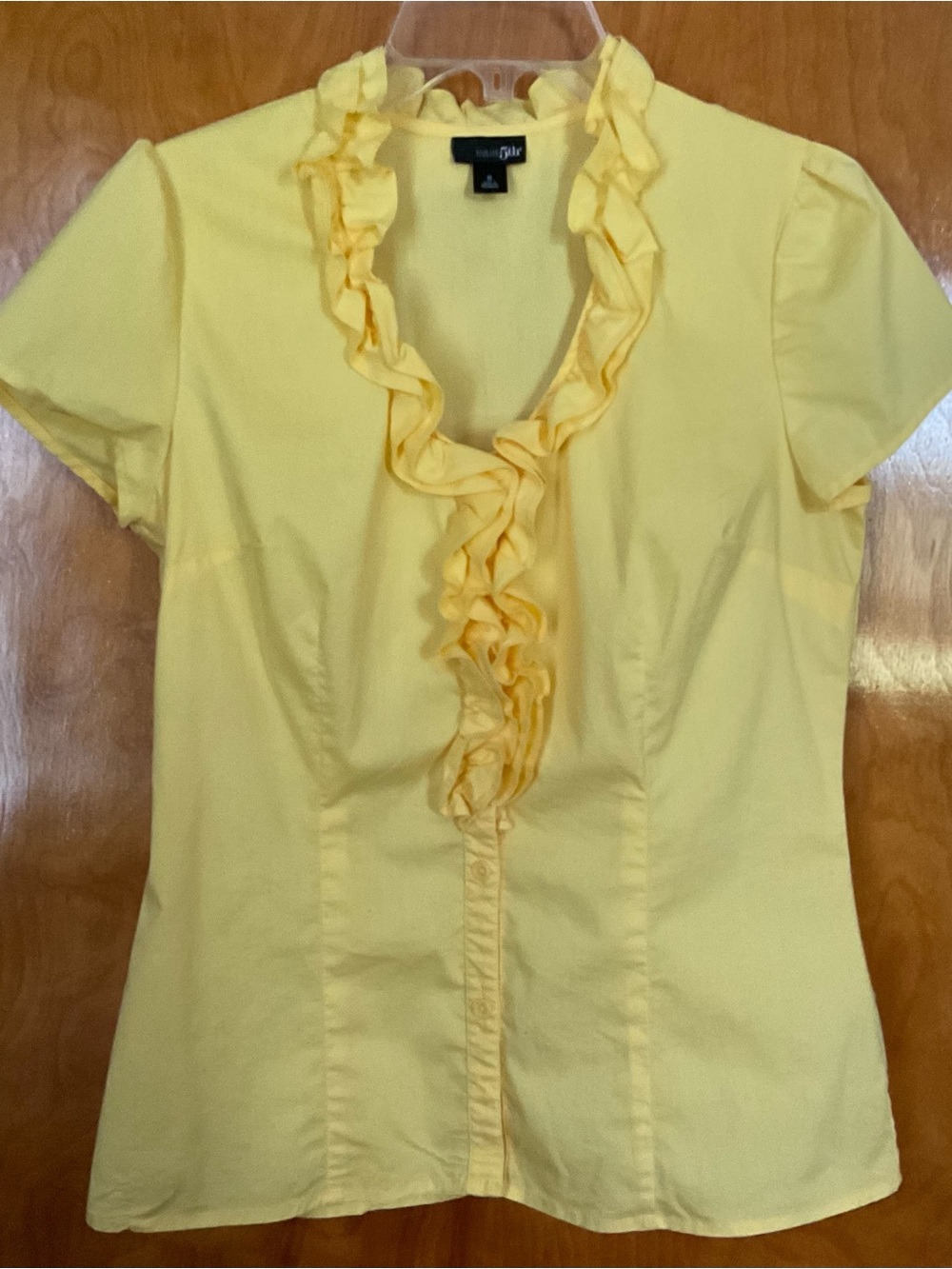 East 5th Yellow Ruffle-Trim Button Down Blouse